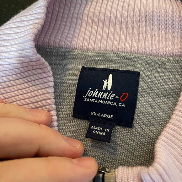 johnnie-O Purple Sweater with Ribbed Texture and Folded Collar - Picture 3 of 7